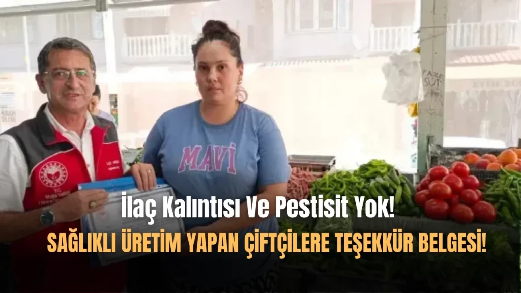 Ürünlerinde Pestisit Çıkmayan Çiftçilere Teşekkür Belgesi!